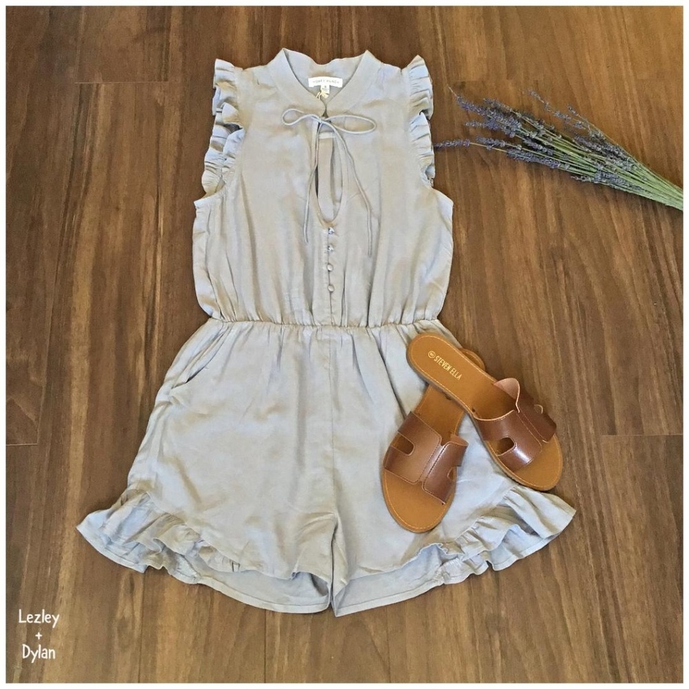 LAST ONE‼HONEY PUNCH UO Boho Slate Lavender Romper - Picture 4 of 6